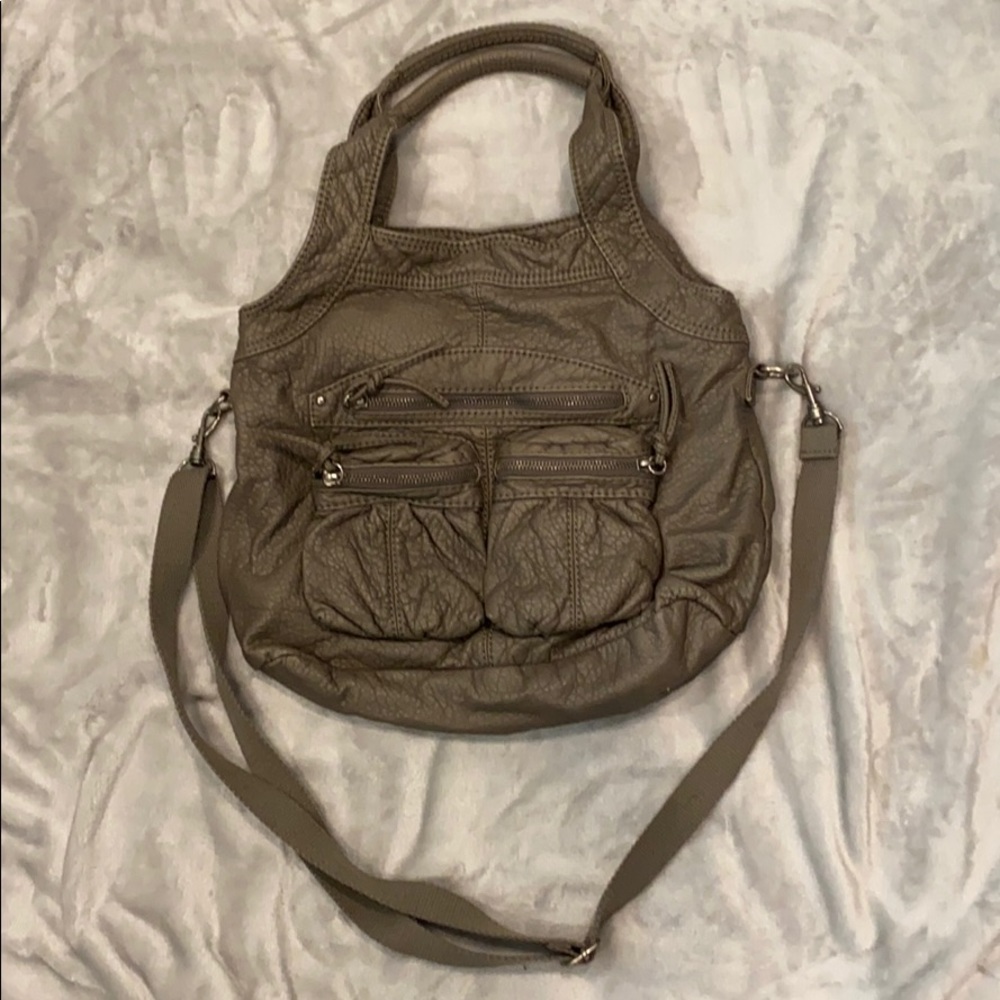 Grey leather bag